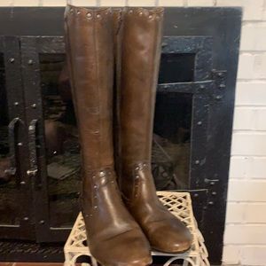 Born brand tall brown boots with silver rivets